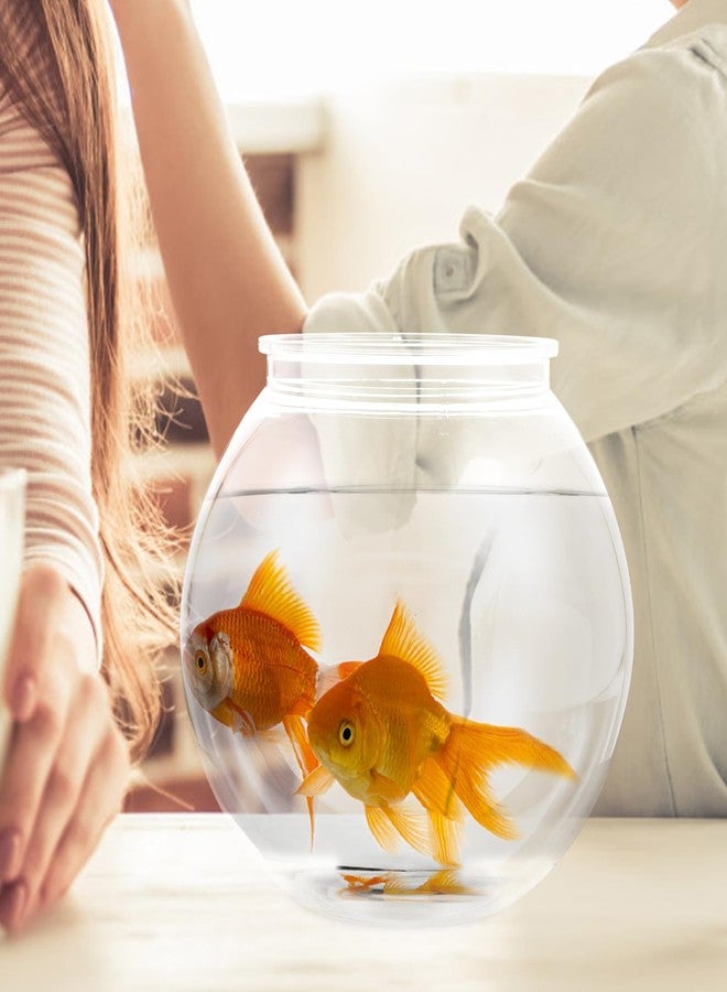 UKCOCO Transparent Round Plastic Fish Tank Small Aquarium 7.08X7.08X6.29 Inch Clear Desktop Goldfish Bowl Household Fishbowl for Home Office Decor - Image 2